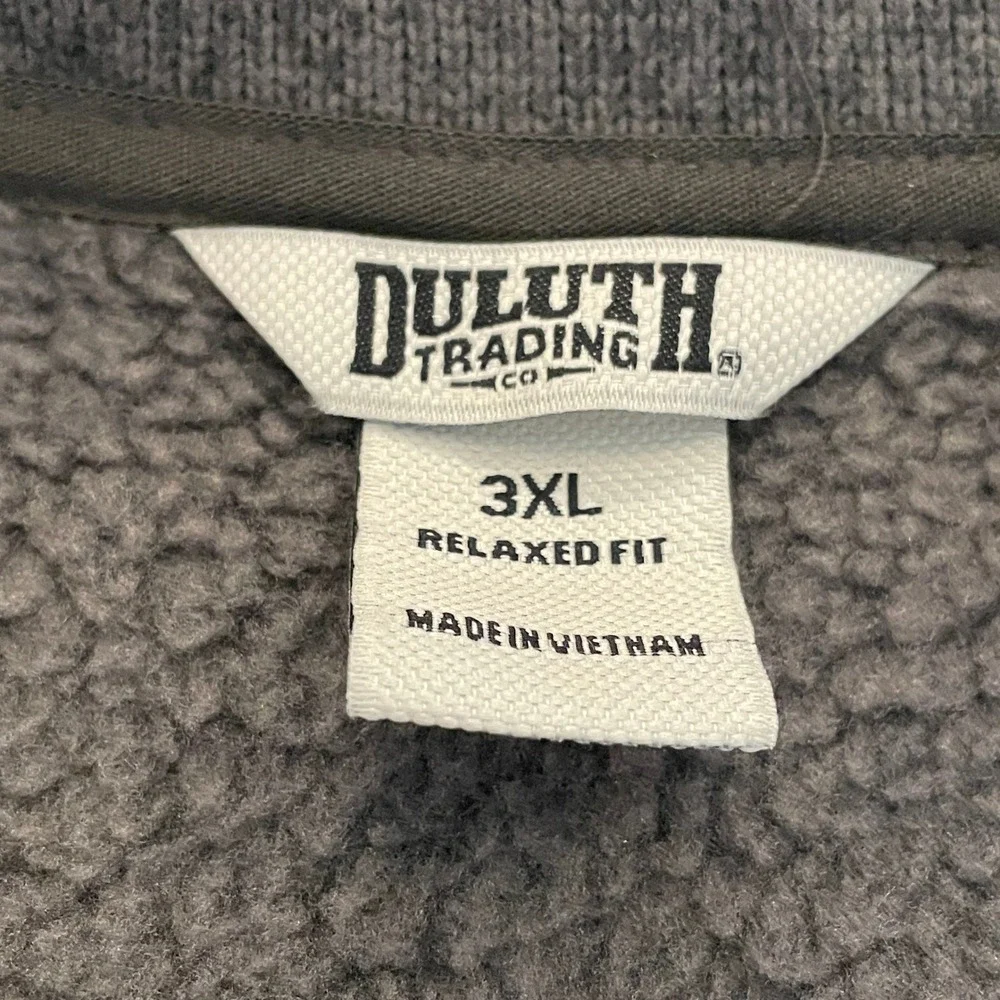 Duluth Trading Co Mens 3XL Gray Sweater Fleece Vest Sherpa Lined Full Zip Relax